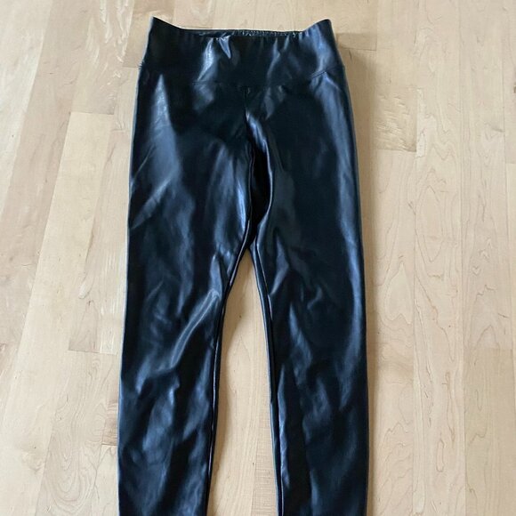 CATHERINE Malandrino BNWOT Black Faux Leather Tights Pants Sz Medium New Pull On - Picture 2 of 8